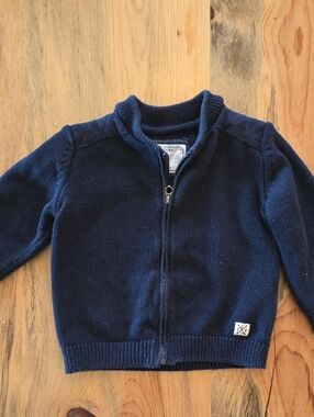 Zara Infant Dark Blue Zip-Up Knit Sweater
